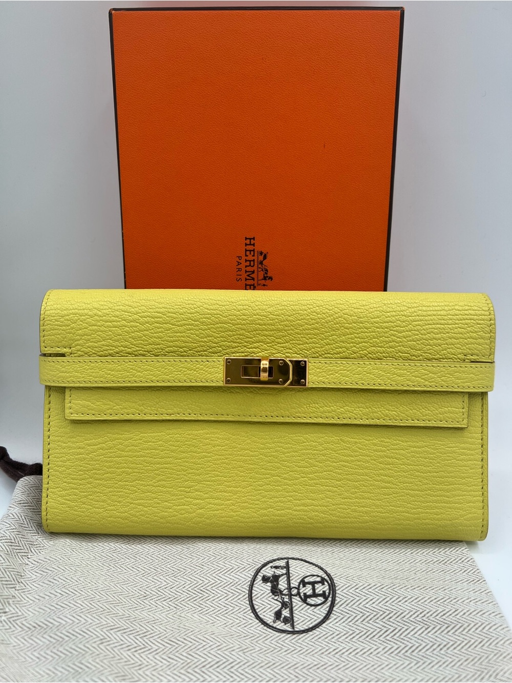 HERMES Kelly Wallet Long mysore gold hardware Unused full set 🔥😍